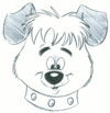 Cartoon of cute baby animal, showing texture lines for fur on part 
of the face only