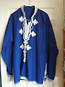 Jocelyn's royal blue cotton shirt 
with white embroidery